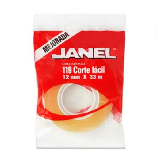 [JANEL_1191233100] Janel Cinta Janel Adhesiva Corte Fácil 119 12mmx33m Transparente 1 Pza