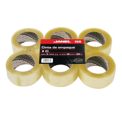 [JANEL_1554815700] Janel Cinta Janel 155 Empaque Transparente 48mmx150m Paquete C/6 Pzas