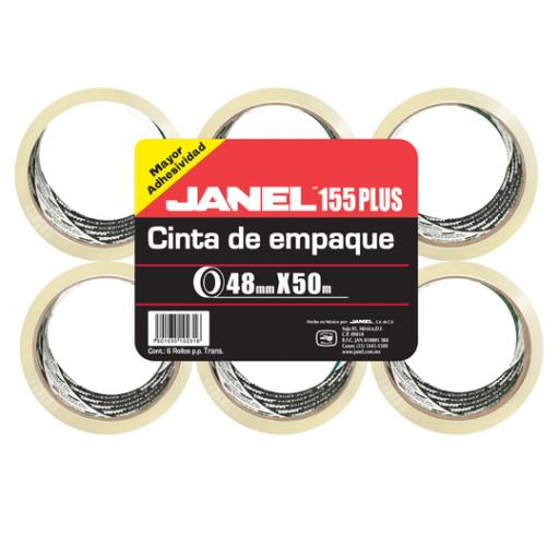 [JANEL_1554850700] Janel Cinta Janel 155 Empaque Transparente 48mmx50m Paquete C/6 Pzas