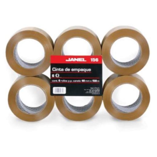 [JANEL_1564815700] Janel Cinta Janel 156 Empaque Canela 48mmx150m Paquete C/6