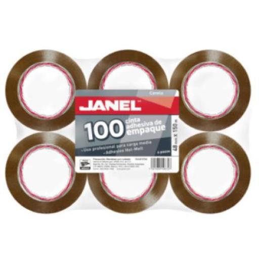 [JANEL_1564850700] Janel Cinta Janel 156 Empaque Canela 48mmx50m Paquete C/6 Pzas