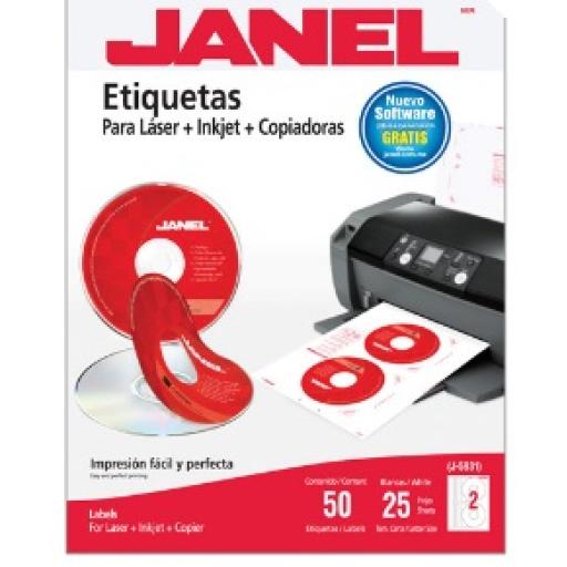 [JANEL_1085931101] Janel ETIQUETA BLANCA JANEL PARA CD/DVD 117MM 25HJS 50 ETIQ