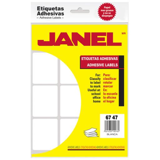 [JANEL_1006747100] Janel Etiquetas Adhesivas Janel Clásicas No. 13 67x47mm Sobre C/180