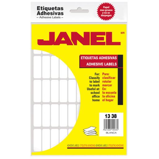 [JANEL_1001338100] Janel Etiquetas Adhesivas Janel Clásicas Escolar No. 6 13x38mm Sobre C/900