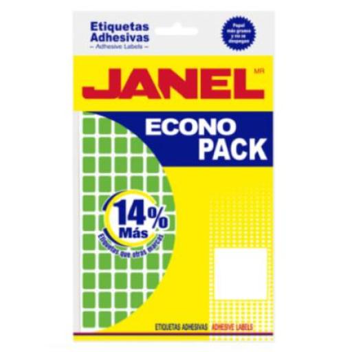 [JANEL_E060820213] Janel Etiquetas Adhesivas Janel Econopack No 4 Verde 8mm x 20mm C/1008 Etiquetas por Sobre