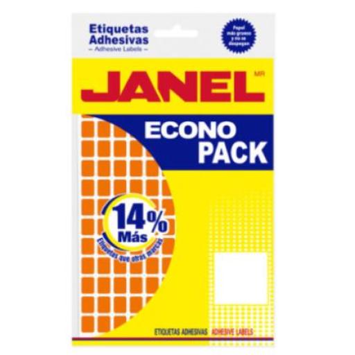 [JANEL_E060820216] Janel Etiquetas Adhesivas Janel Econopack No 4 Naranja 8mm x 20mm C/1008 Etiquetas por Sobre