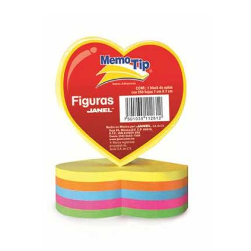 [JANEL_6600303CORAZON] Janel NOTAS ADHESIVAS JANEL MEMO TIP CORAZON 3X3 C/250
