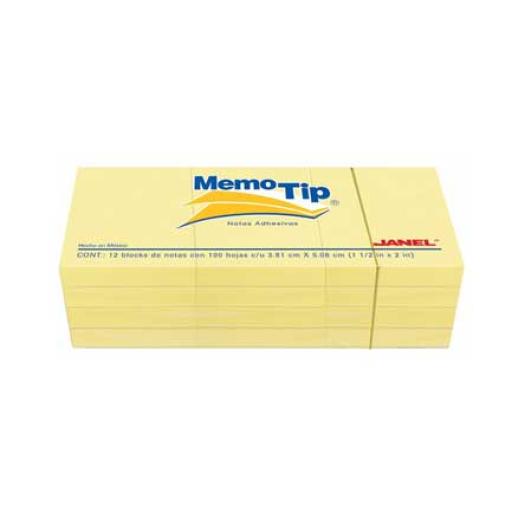 [JANEL_6560102204] Janel NOTAS ADHESIVAS JANEL MEMO TIP 1.5X2 AMARILLA 100H C/12