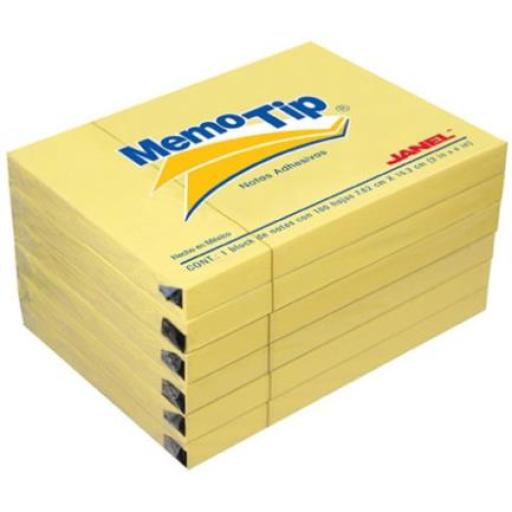 [JANEL_6560304704] Janel Notas Adhesivas Janel Memo Tip 3X4" Color Amarillo C/6 Blocks de 100 Hojas C/U