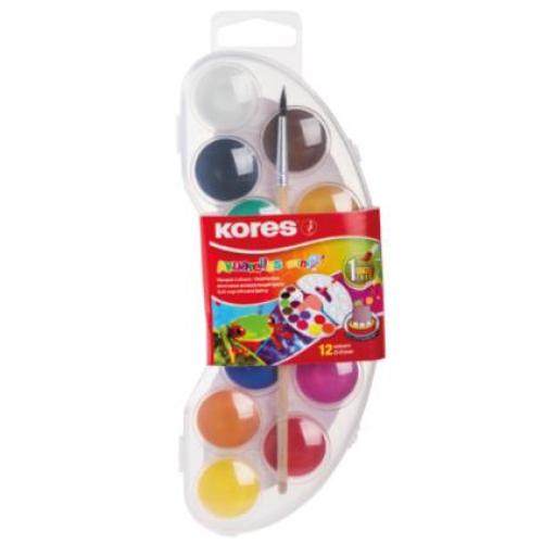 [KORES_301017] Kores SET DE ACUARELAS MINI KORES 12 PASTILLAS CON PINCEL