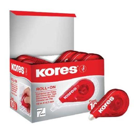 [KORES_847225] Kores CORRECTOR ROLL ON ROJO KORES 15 X 4.2 MTS CAJA C/10