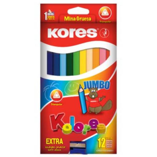 [KORES_935120] Kores COLORES TRIANGULARES KORES JUMBO 5MM ESTUCHE C/12