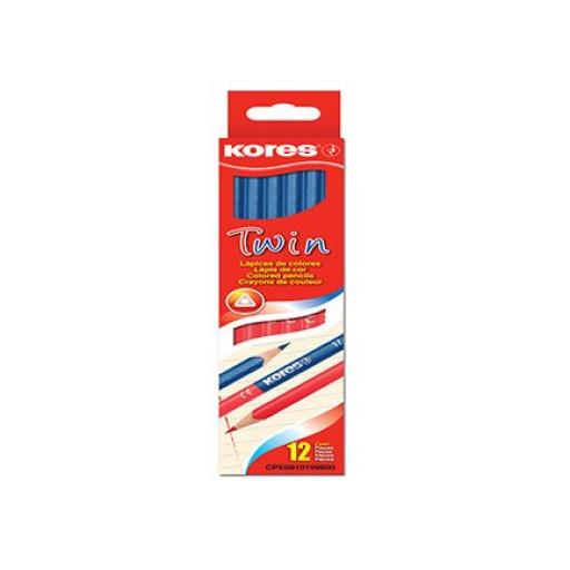 [KORES_948717] Kores LAPIZ BICOLOR KORES AZUL-ROJO DELGADO C/12