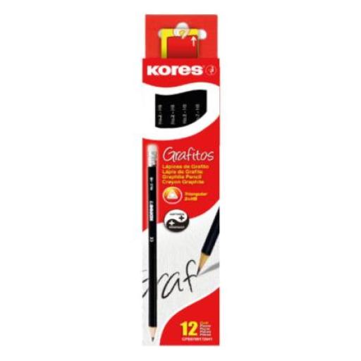 [KORES_923004] Kores LAPIZ GRAFITO KORES TRIANGULAR NEGRO 2HB C/12