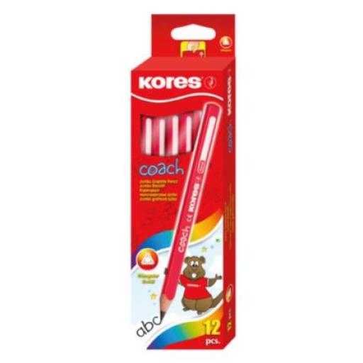 [KORES_925305] Kores LAPIZ GRAFITO KORES JUMBO COACH TRIANGULAR 2HB ROJO C/12