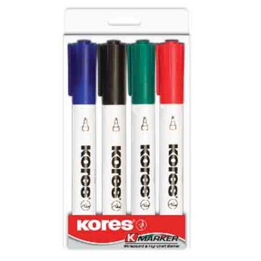 [KORES_208453] Kores MARCADOR KORES P/PIZARRON BLANCO C/4 COLORES