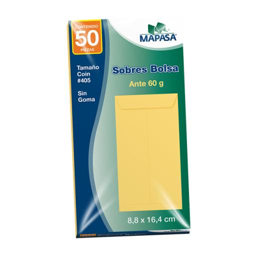 [MAPASA_IM0152] Mapasa Sobre COIN Ante Mpasa 42KG Pegue al Centro Solapa Engomada 8.8x16.4cm 20 Pqte C/50 Sobres c/u