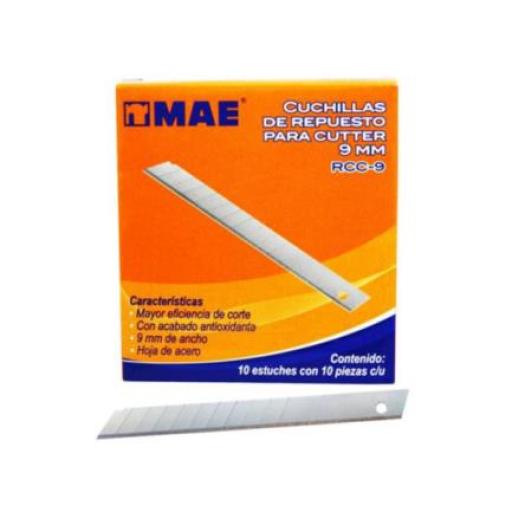 [MAE_RCC-9] MAE Cuchillas Repuesto Mae RCC-9 Cutter 9mm C/10 Estuches