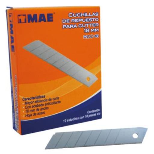 [MAE_RCC-18] MAE CUCHIILAS REPUESTO MAE CUTTER 18mm C/10 ESTUCHES