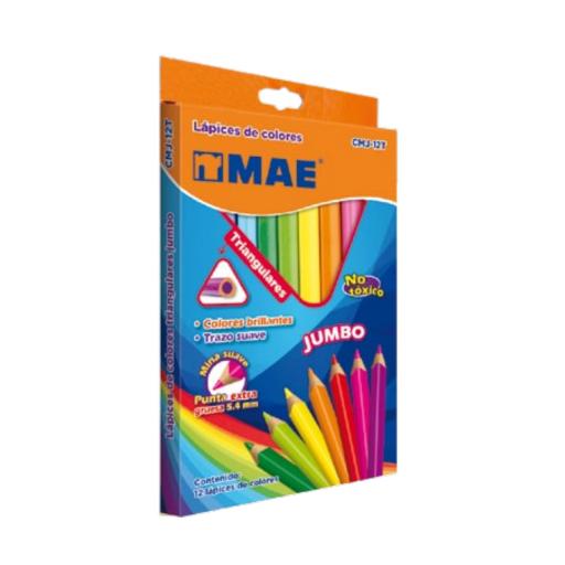 [MAE_CMJ-12T] MAE Colores Mae CMJ-12T Triangulares Jumbo Caja C/12 Pzas