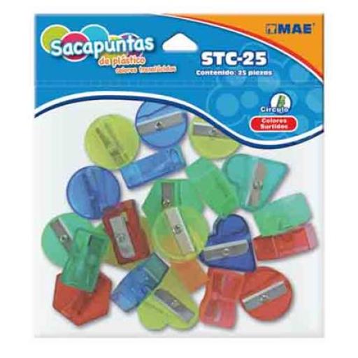 [MAE_STS-25] MAE SACAPUNTAS PLASTICO MAE TRANSLUCIDO C/25 PIEZAS