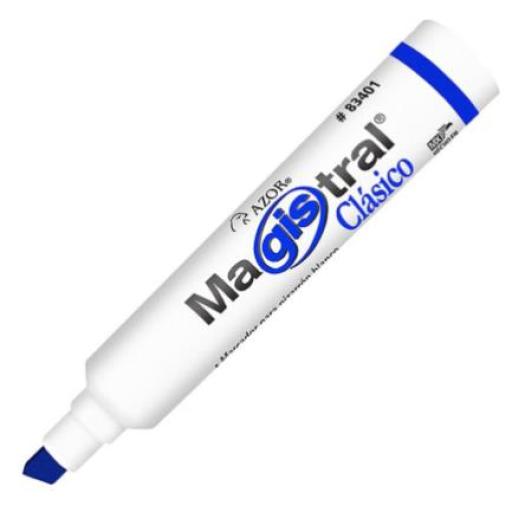 [MAGISTRAL_83403] MAGISTRAL  Marcador Magistral Clásico Plástico Pizarrón Blanco Color Azul C/12 Pzas