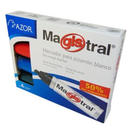 [MAGISTRAL_830-4] MAGISTRAL  Marcador Magistral Aluminio Pizarrón Blanco Colores Surtidos C/4 Pzas