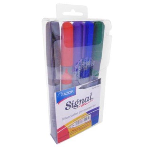 [SIGNAL_30653] Signal Marcador Permanente Signal Fino Punta 1.5mm Colores Surtidos Estuche C/5 Pzas