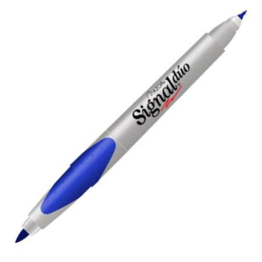[SIGNAL_3300AZ] Signal Marcador Permanente Signal Dúo Punta Fina/Ultrafina Color Azul C/12 Pzas