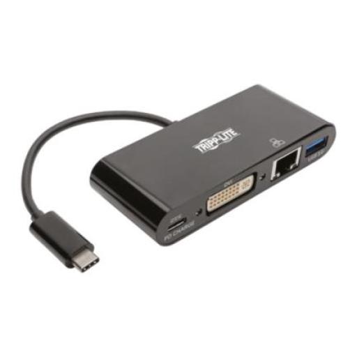 [TRIPPLITE_U444-06N-DGUB-C] Tripp Lite Adaptador Multipuerto Tripp Lite USB-C/Dvi/USB-A/GbE Carga PD Color Negro