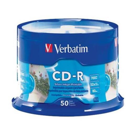 [VERBATIM_95005] Verbatim Disco Compacto Verbatim R 52X 80Min 700MB Impr Plata C/50