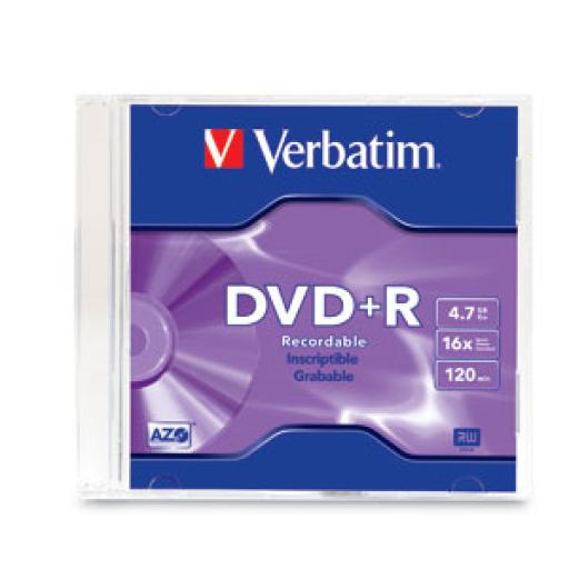 [VERBATIM_95059] Verbatim DVD+R Verbatim 4.7GB 16X Single Slim Case
