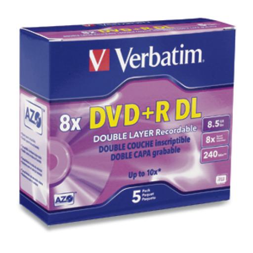 [VERBATIM_95311] Verbatim DVD+R Verbatim DL 8.5GB 8X Caja C/5 Pzas
