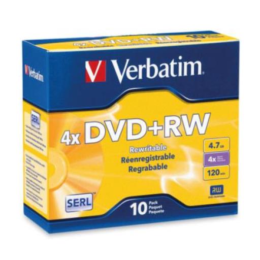 [VERBATIM_94839] Verbatim DVD+RW Verbatim 4X 4.7 GB 10PK Slim Case