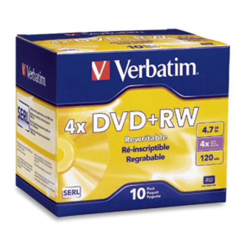 [VERBATIM_94839] Verbatim DVD+RW Verbatim 4X 4.7 GB 10PK Slim Case