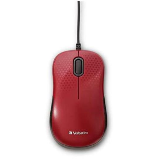 [VERBATIM_70234] Verbatim Mouse Verbatim Silent Corded Óptico Color Rojo