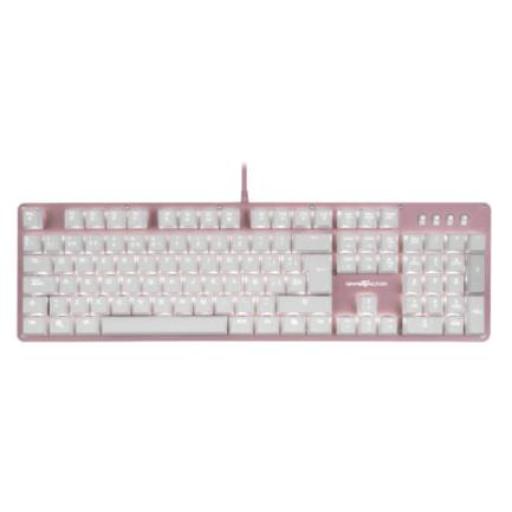[VORAGO_KBG400-PK-RD] Vorago Teclado Mecánico Game Factor KBG400 Retroiluminado Switch Rojo USB Rosa