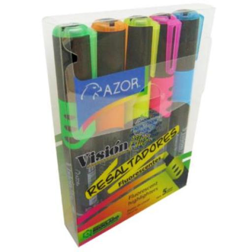 [VISIONPLUS_2625] Vision Plus Marcador Resaltador Visión Plus Colores Surtidos Estuche C/5 Pzas