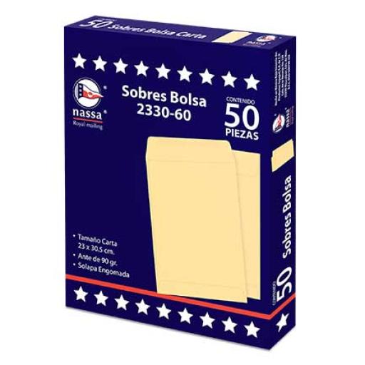 [NASSA_IA0293] NASSA  SOBRE BOLSA NASSA 1/2 OFICIO ANTE 8PQTES C/50 19X26.5 CMS