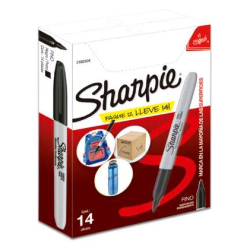 [SANFORD_2102504] Sanford Marcador Permanente Sharpie Punta Fina Color Negro C/12+2