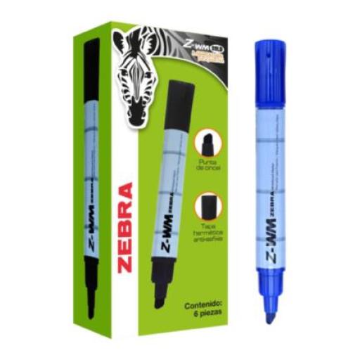 [ZEBRA_4009-01 (6PZ)] Zebra Marcador Zebra Z-WM Bold Pizarrón Blanco Color Azul C/6 PZAS
