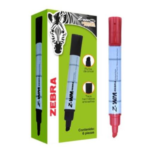 [ZEBRA_4009-02 (6PZ)] Zebra Marcador Zebra Z-WM Bold Pizarrón Blanco Color Rojo C/6 PZAS