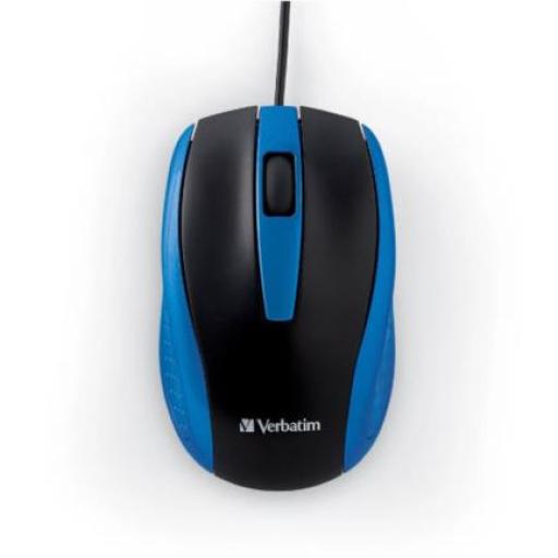 [VERBATIM_99743] Verbatim Mouse Óptico Verbatim con Cable Color Azul