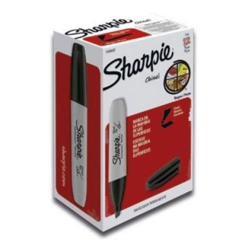 [BEROL_1939487] Berol Marcador Permanente Sharpie Chisel Color Negro C/12