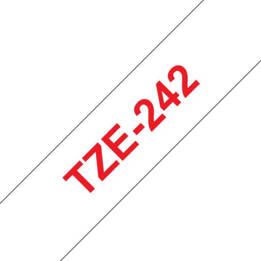 [BROTHER_TZE242] Brother Cinta Brother TZe242 Laminada Texto Rojo Fondo Blanco 18mm