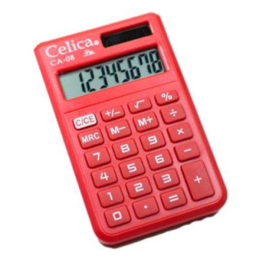 [CELICA_CA-08-RD] Celica Calculadora Celica Básica CA-08 Bolsillo 8 Dígitos Color Rojo