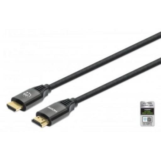 [MANHATTAN_355940] Cable HDMI de Ultra Alta Velocidad Manhattan Negro 2 M.