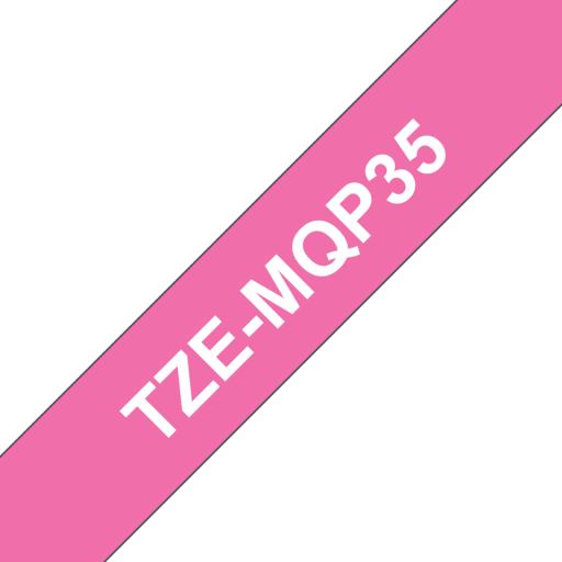 [BROTHER_TZEMQP35] Brother Etiqueta Laminada Brother TZe-MQP35 Estándar Texto Blanco Sobre Rosa Fucsia 12mmx5m