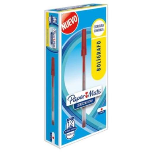 [PAPERMATTE_2166761] PAPERMATTE  Bolígrafo Papermate Kilométrico Económico Punto Fino 0.7mm Color Rojo Caja C/12 Pzas