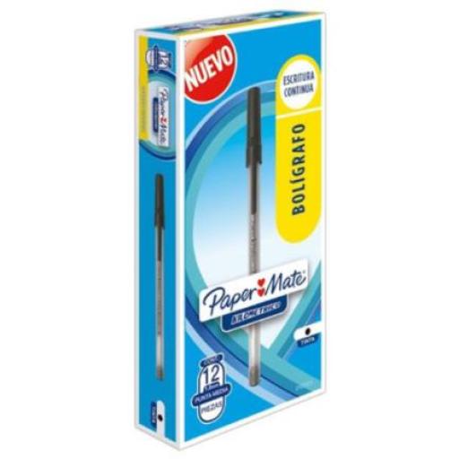 [PAPERMATTE_2166766] PAPERMATTE  Bolígrafo Papermate Kilométrico Económico Punto Fino 0.7mm Color Negro Caja C/12 Pzas